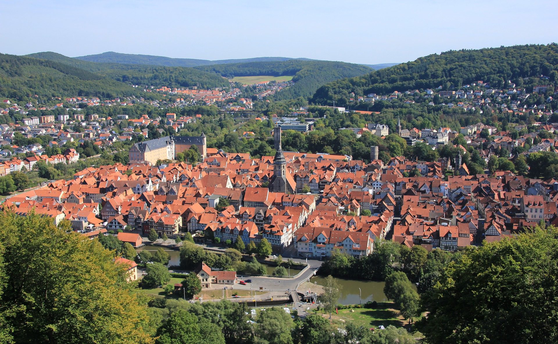 Luftbild von Hannoversch Münden in Niedersachsen.