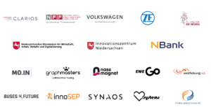 Logowand mit den Logos der Unterstützer für den Mobility Startup Day 2021.
