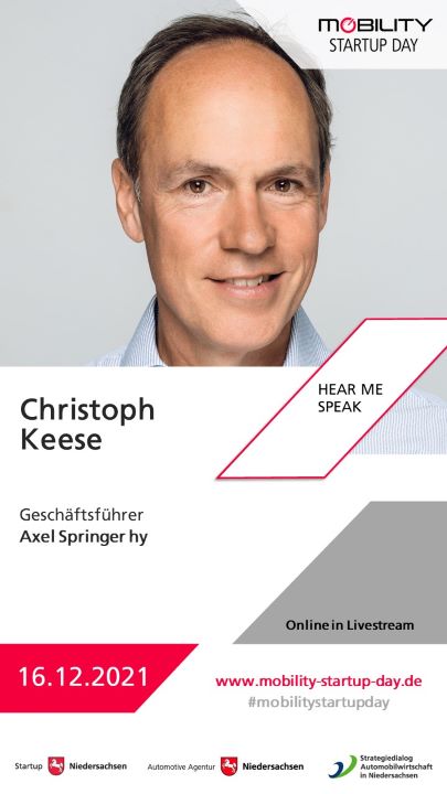 Christoph Keese, Speaker beim Mobility Startup Day 2021