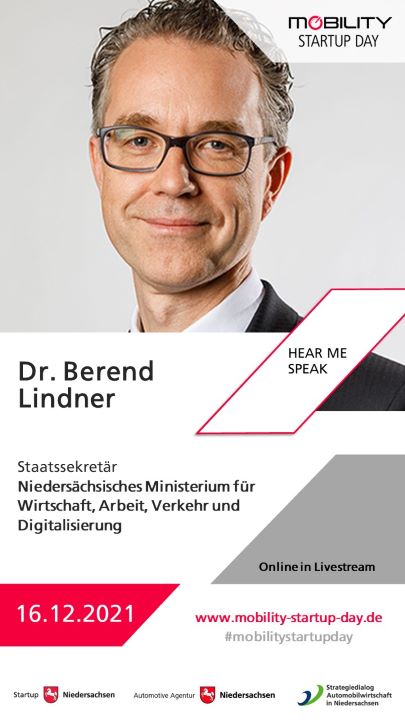 Dr. Berend Lindner, Speaker beim Mobility Startup Day 2021